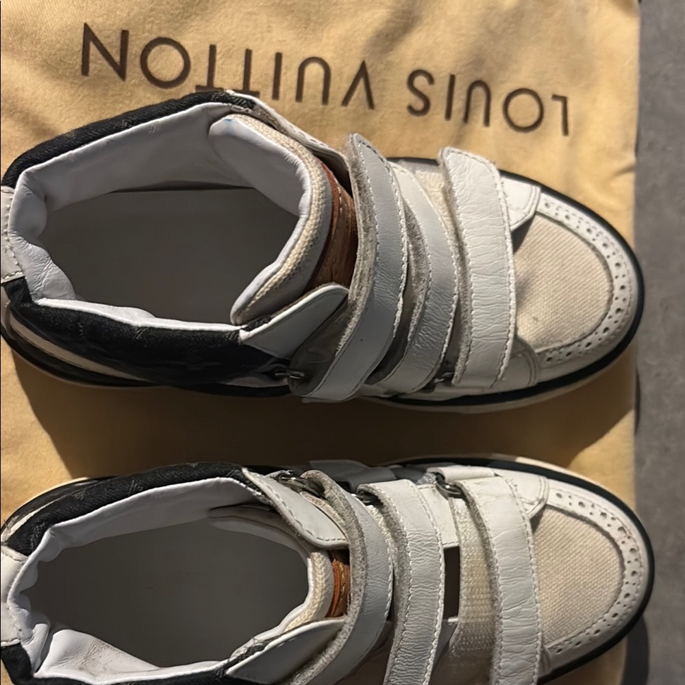 Louis Vuitton White and Black Sneakers with Velcro Straps